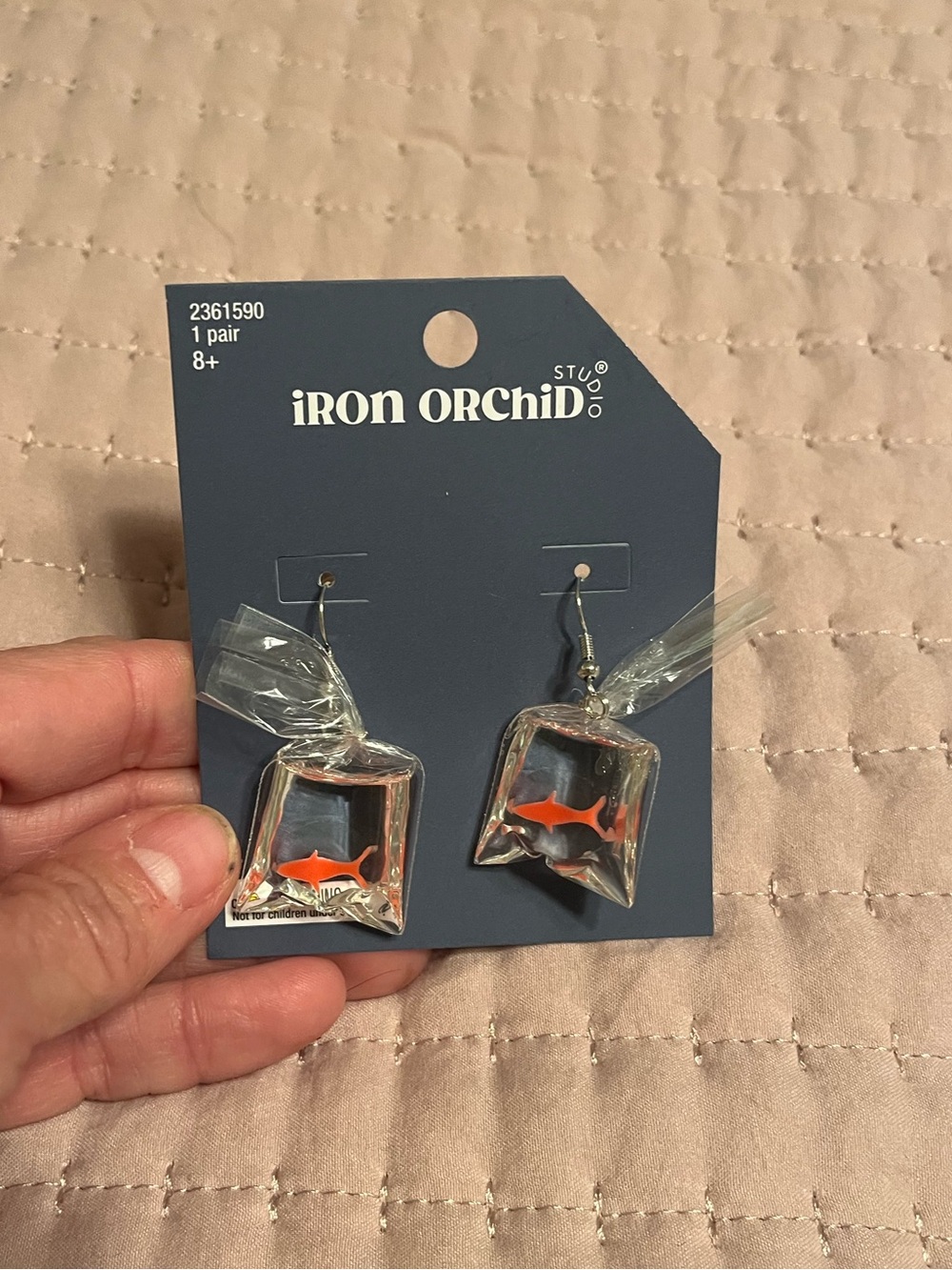 Iron Orchid studio goldfish earrings
